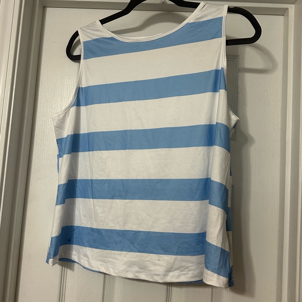 SHEIN Blue and White Striped Tank Top
